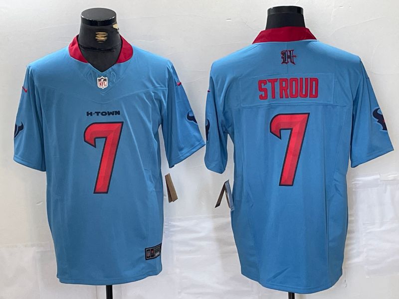 Men Houston Texans #7 Stroud Light Blue Three generations 2025 Nike Limited NFL Jersey style 21->houston texans->NFL Jersey
